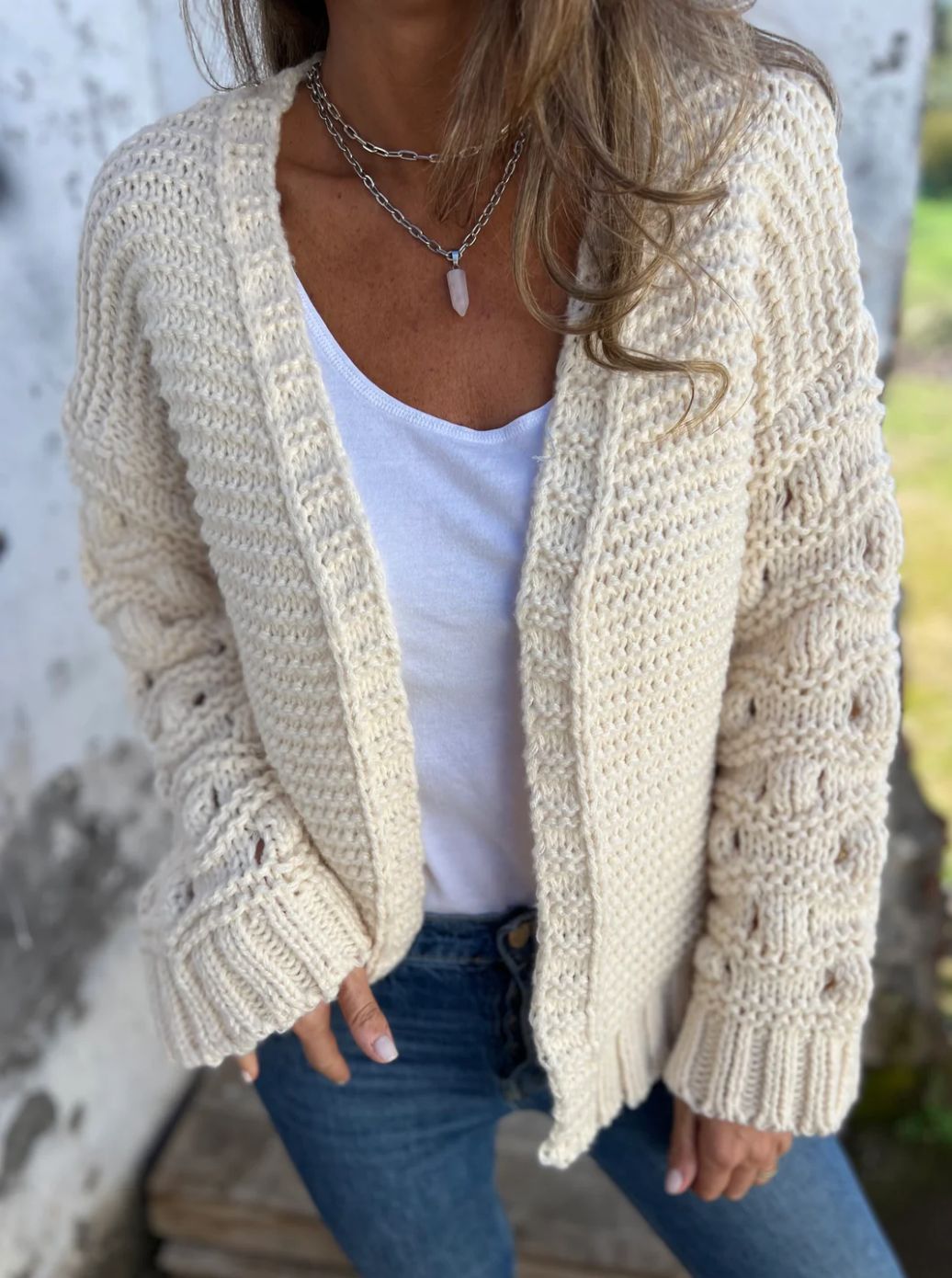 Cardigan tricoté à manches longues