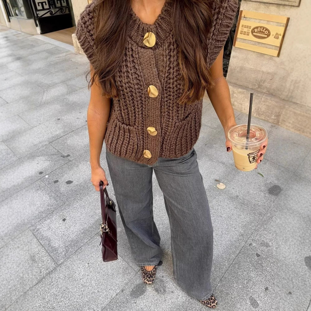Gilet / Cardigan tricoté sans manche élégant