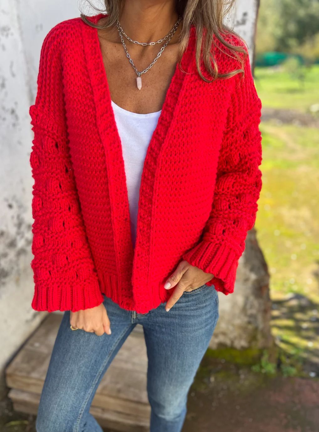 Cardigan tricoté à manches longues