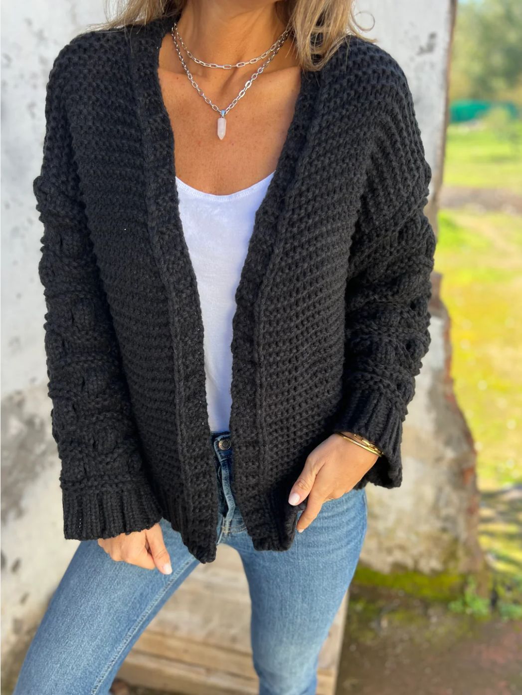 Cardigan tricoté à manches longues