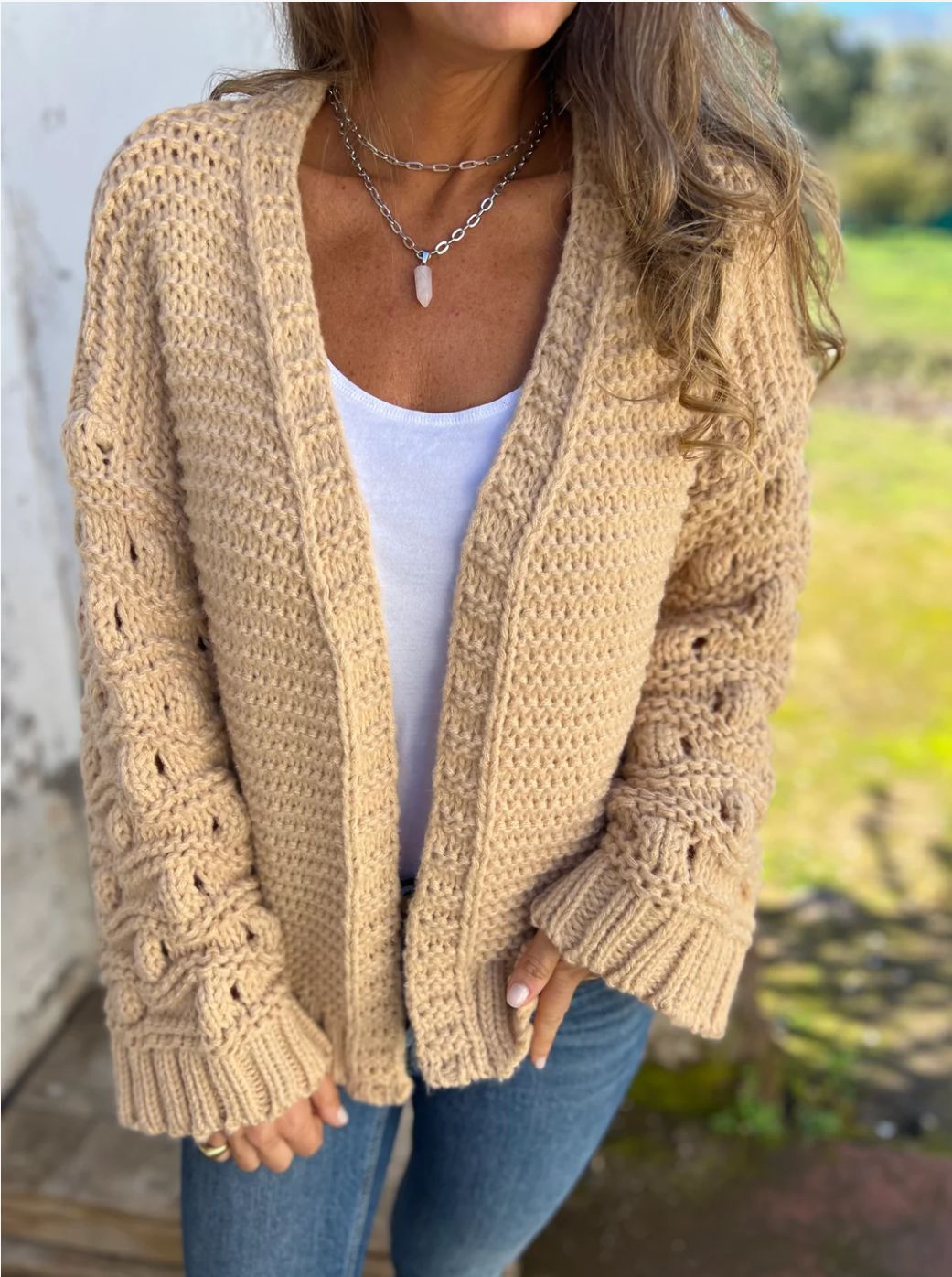 Cardigan tricoté à manches longues