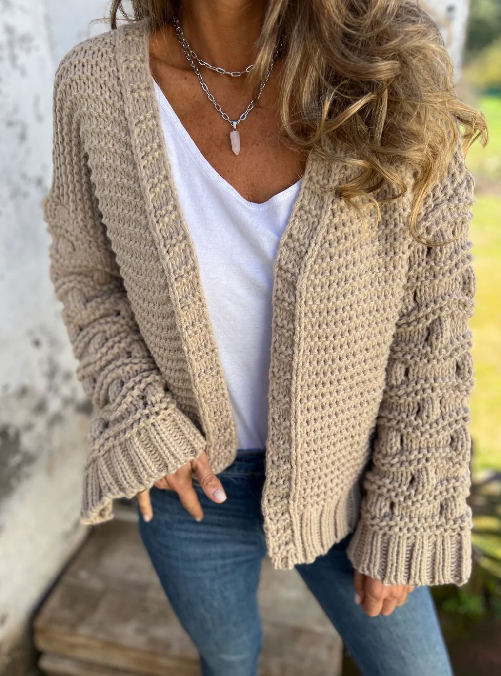 Cardigan tricoté à manches longues