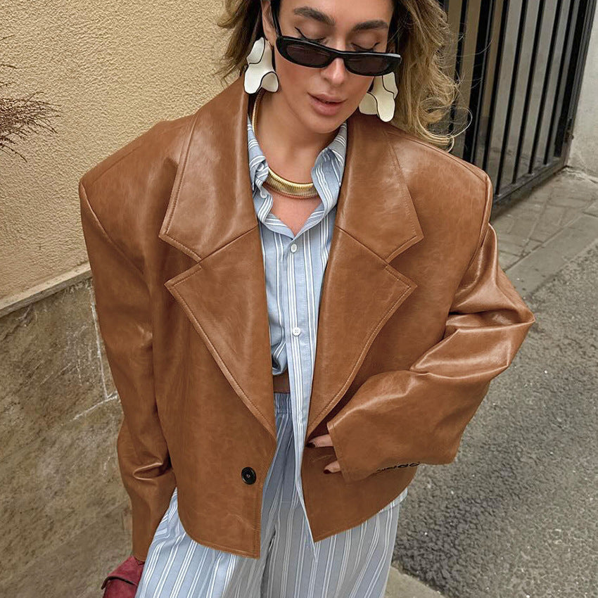 Veste oversize en cuir