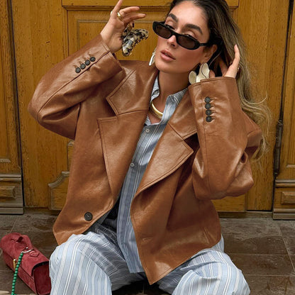 Veste oversize en cuir