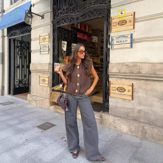 Gilet / Cardigan tricoté sans manche élégant