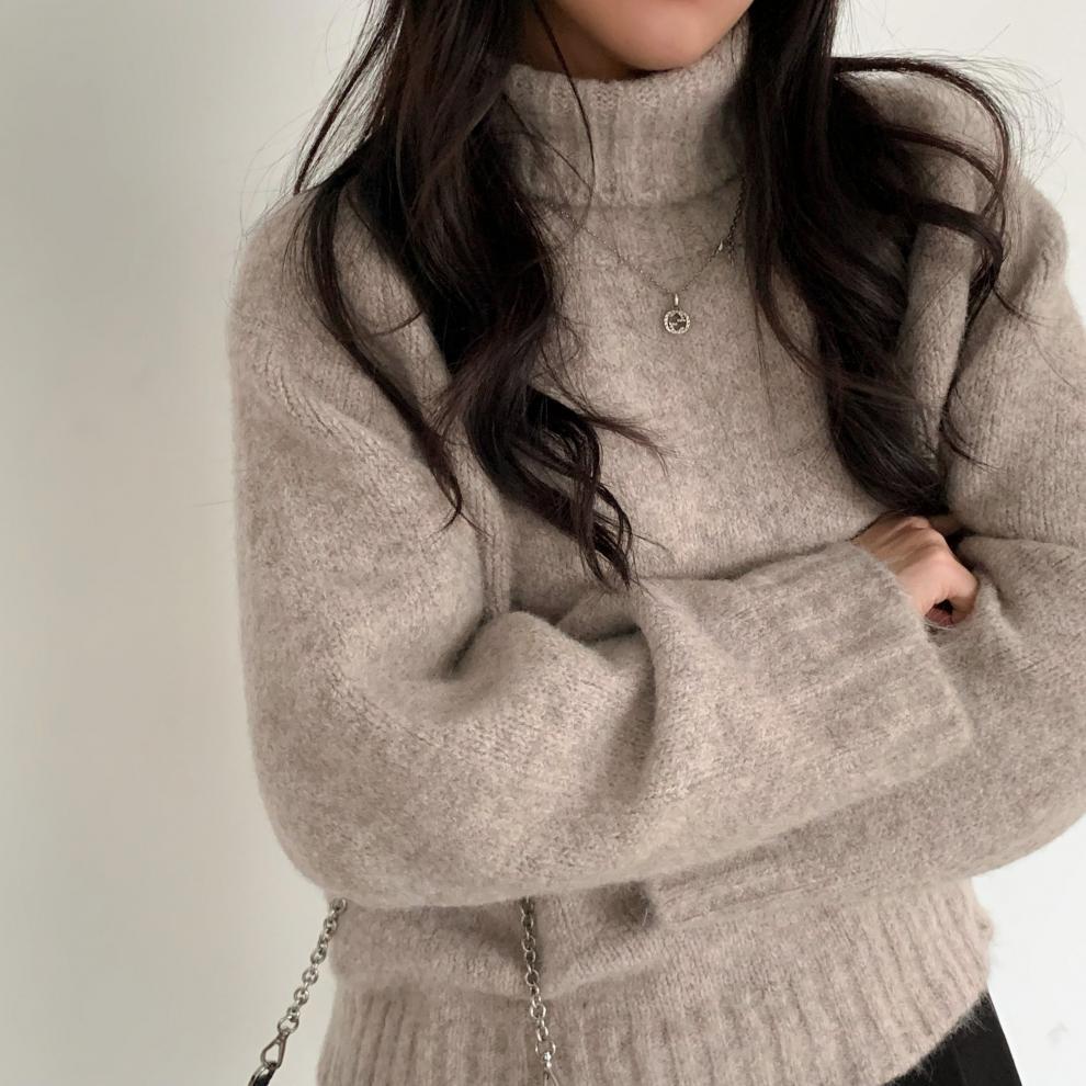 Pull oversize à col montant