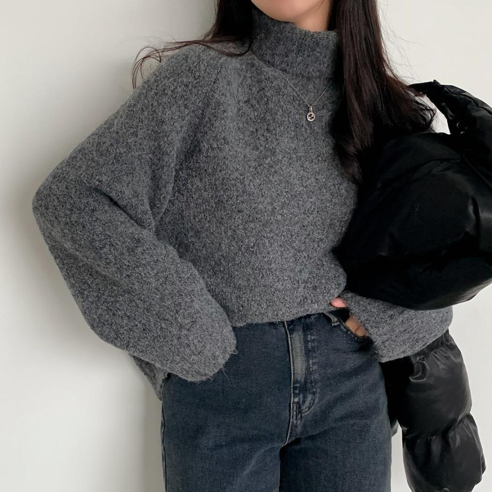 Pull oversize à col montant