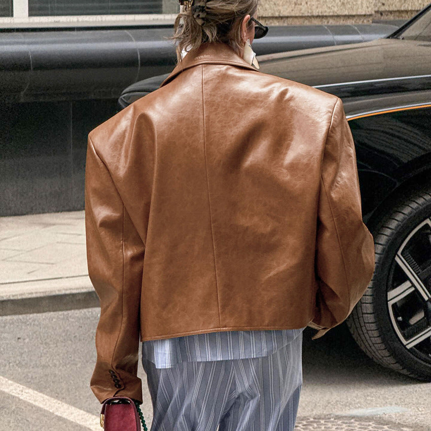 Veste oversize en cuir